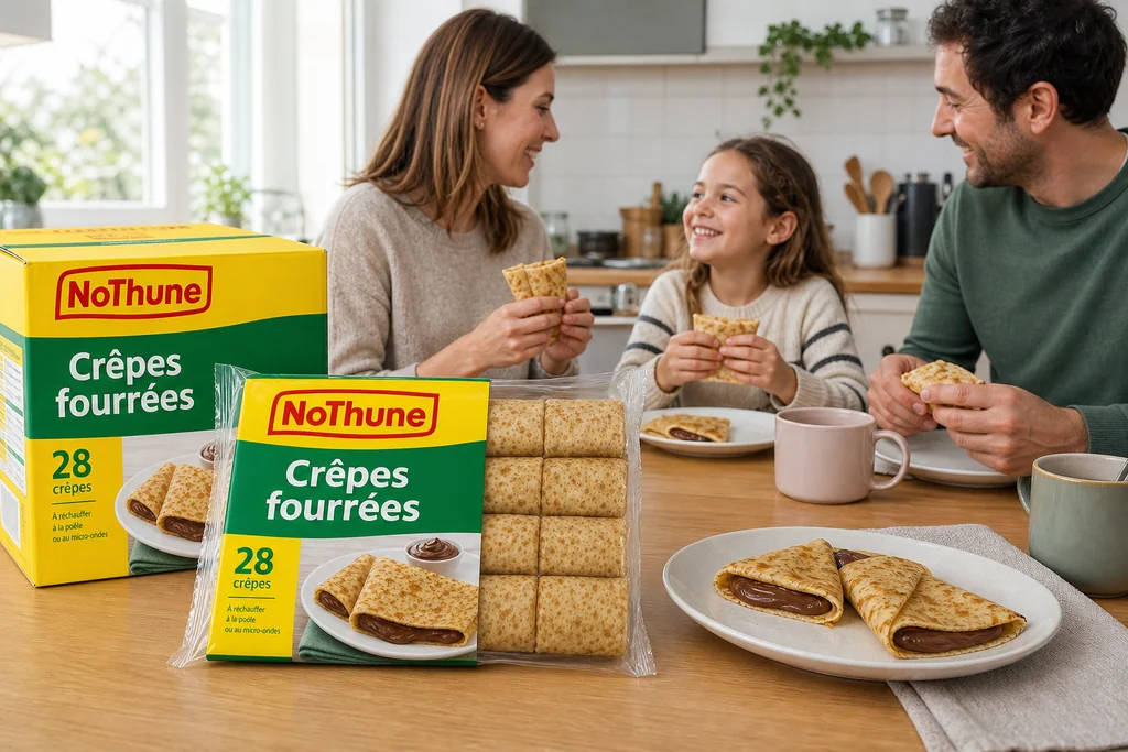 Petit déjeuner familial avec les 28 crêpes fourrées NoThune